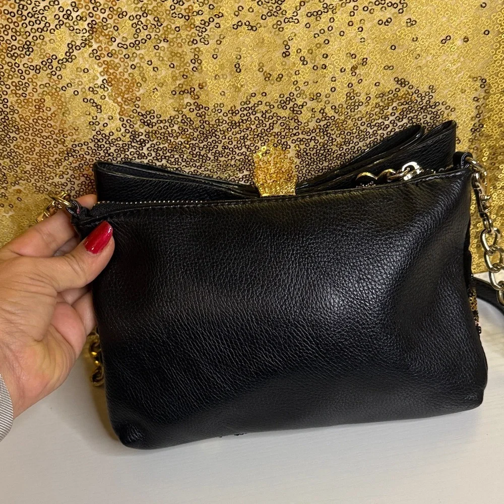 Betsey Johnson Evening Prowl Sequined Velvet Convertible satchel set